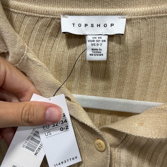 NWT Topshop collared ribbed long sleeve top - Picture 3 of 5